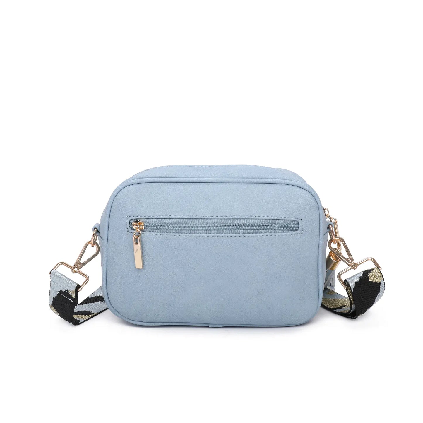 Blue Camo Gold Strap Crossbody Bag