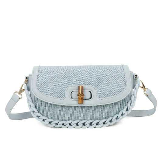 Blue Chain Canvas Crossbody Bag