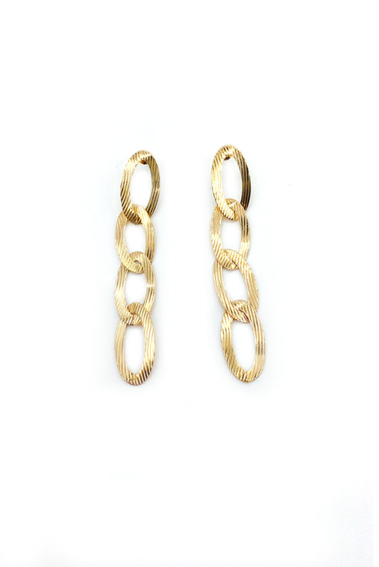 Gold Multi Link Bevelled Drop Earrings