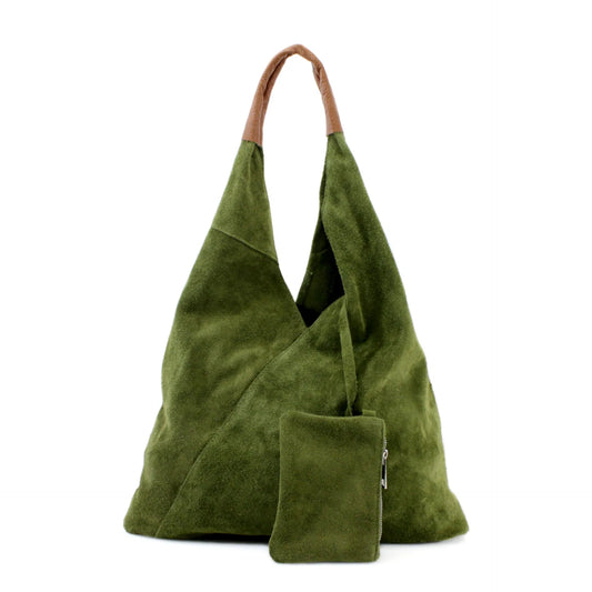 Army Green Suede Shoulder Bag