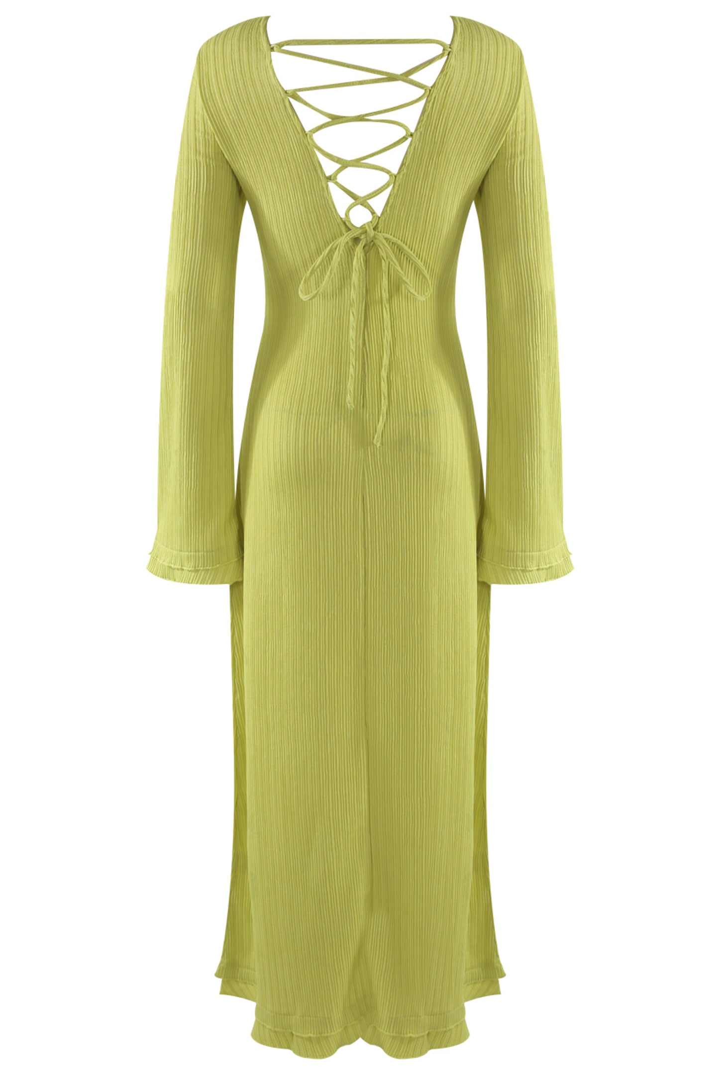 Lime Maxi Dress With Lace Up Back