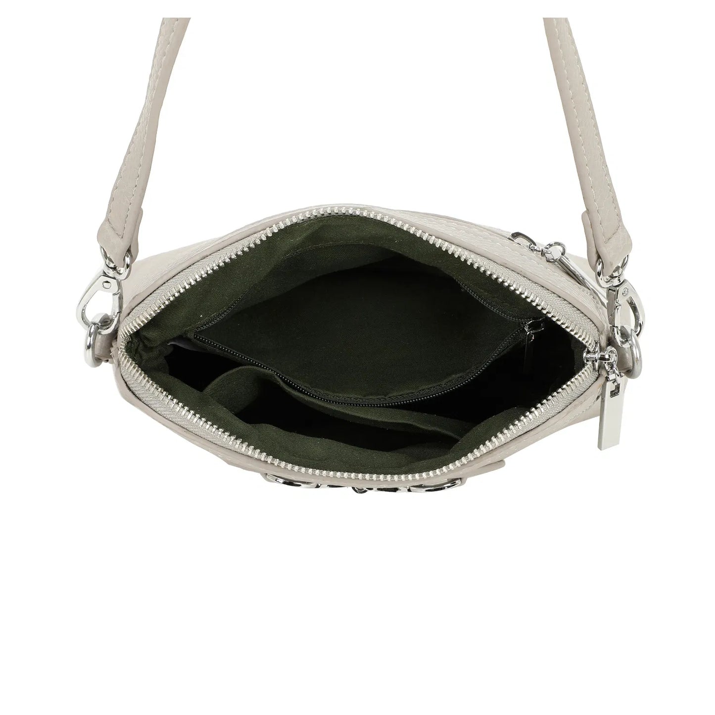 Grey Horsebit Buckle Shoulder Bag