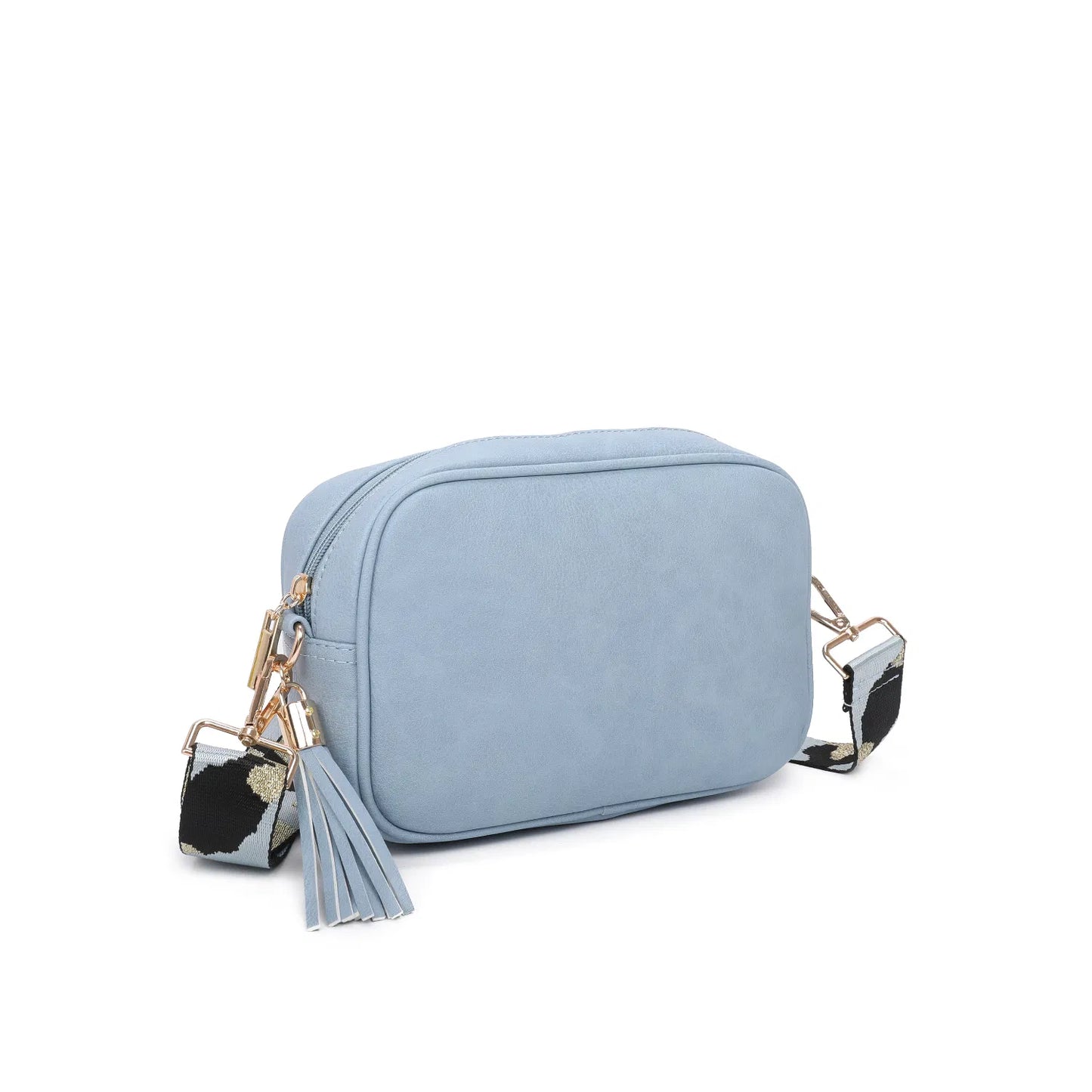 Blue Camo Gold Strap Crossbody Bag