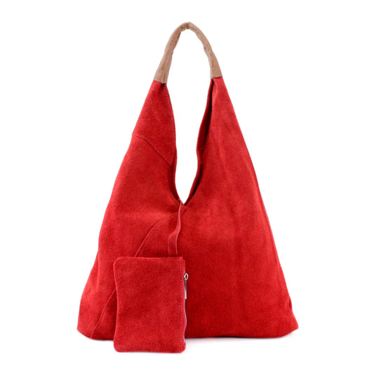 Red Suede Shoulder Bag