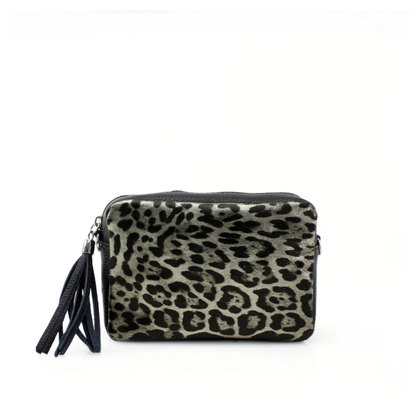 Gold Leather Leopard Print Cross Body Bag