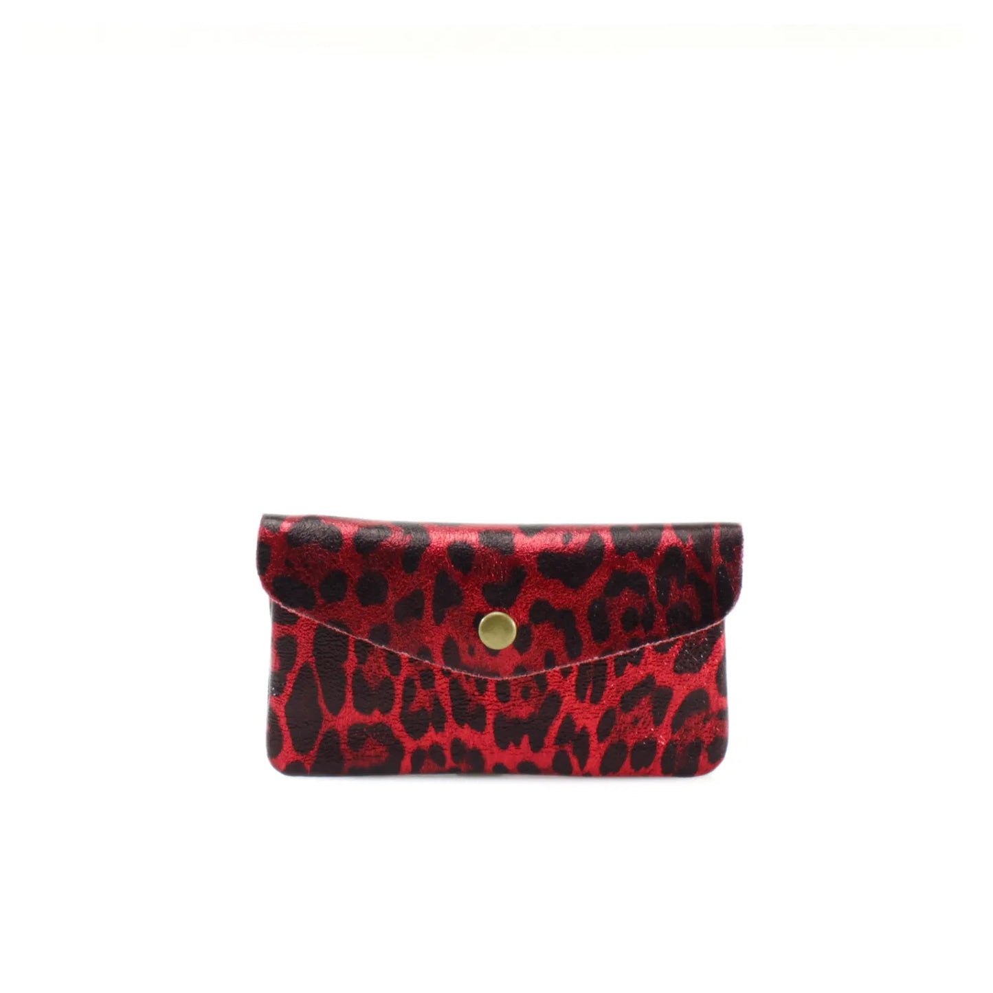 Red Leather Leopard Print Purse