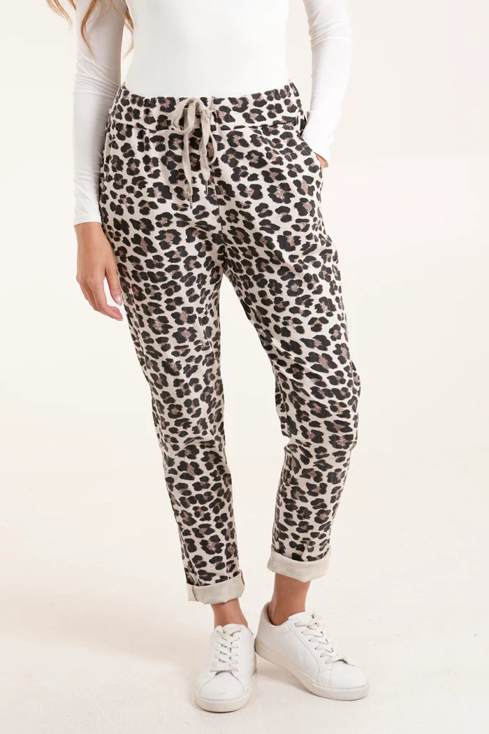 Beige Leopard Print Magic Trousers