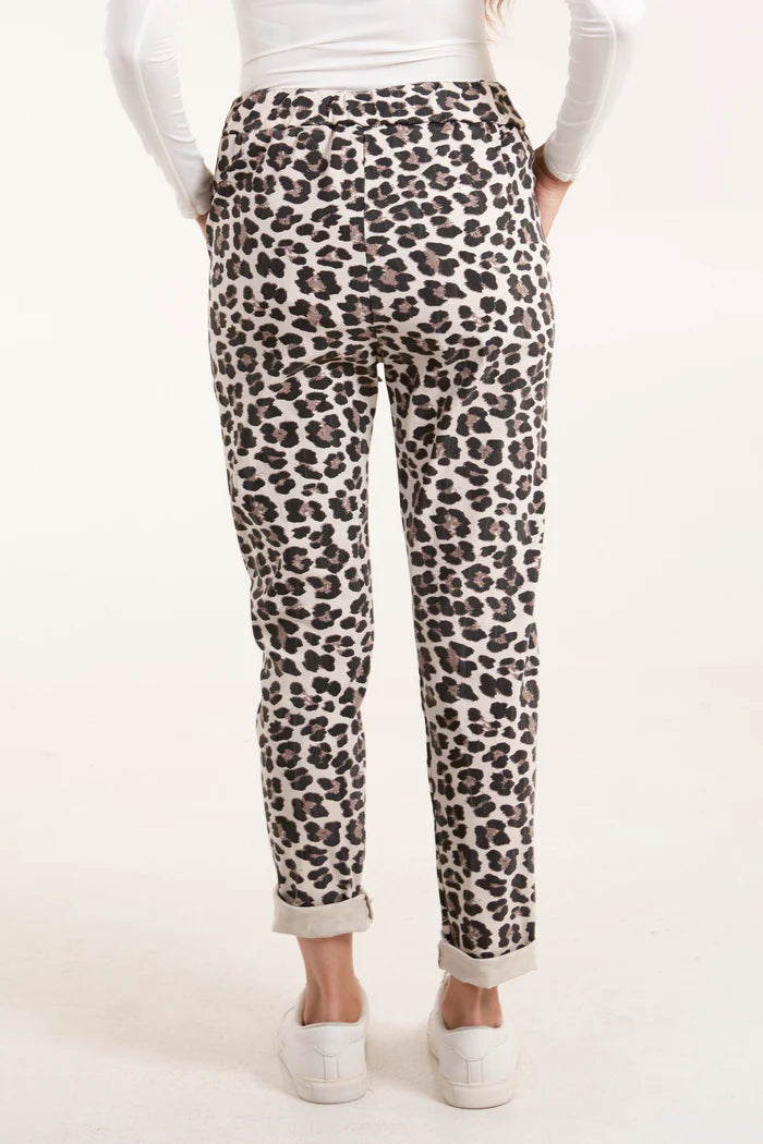 Beige Leopard Print Magic Trousers