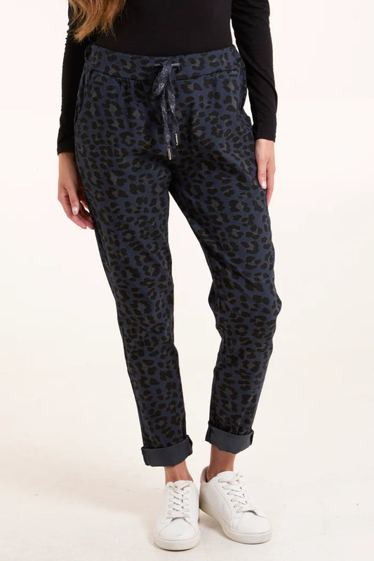 Navy Leopard Print Magic Trousers