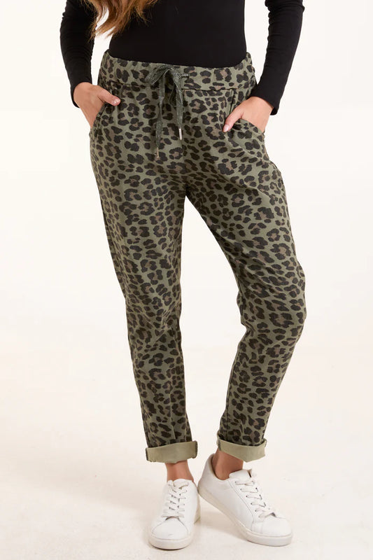 Khaki Leopard Print Magic Trousers