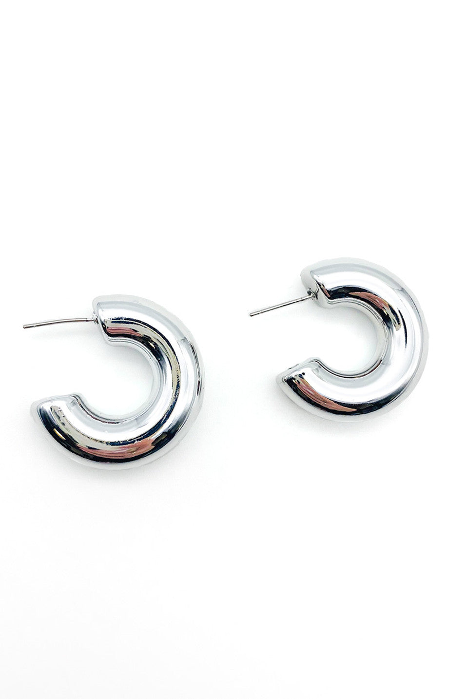 Silver Chunky Half Hoop Earrings