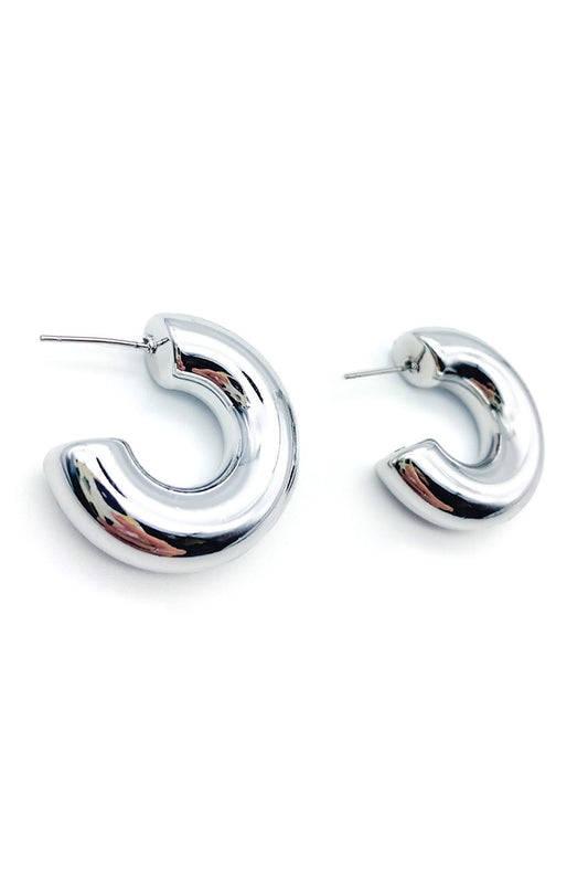 Silver Chunky Half Hoop Earrings