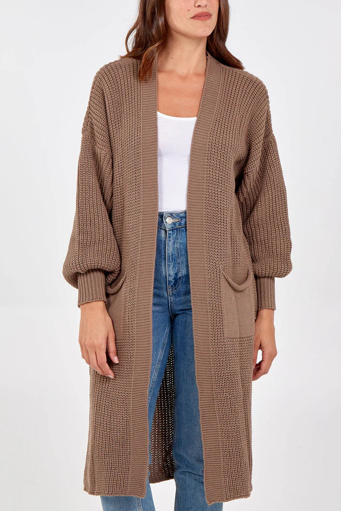 Toffee Long Knitted Cardigan