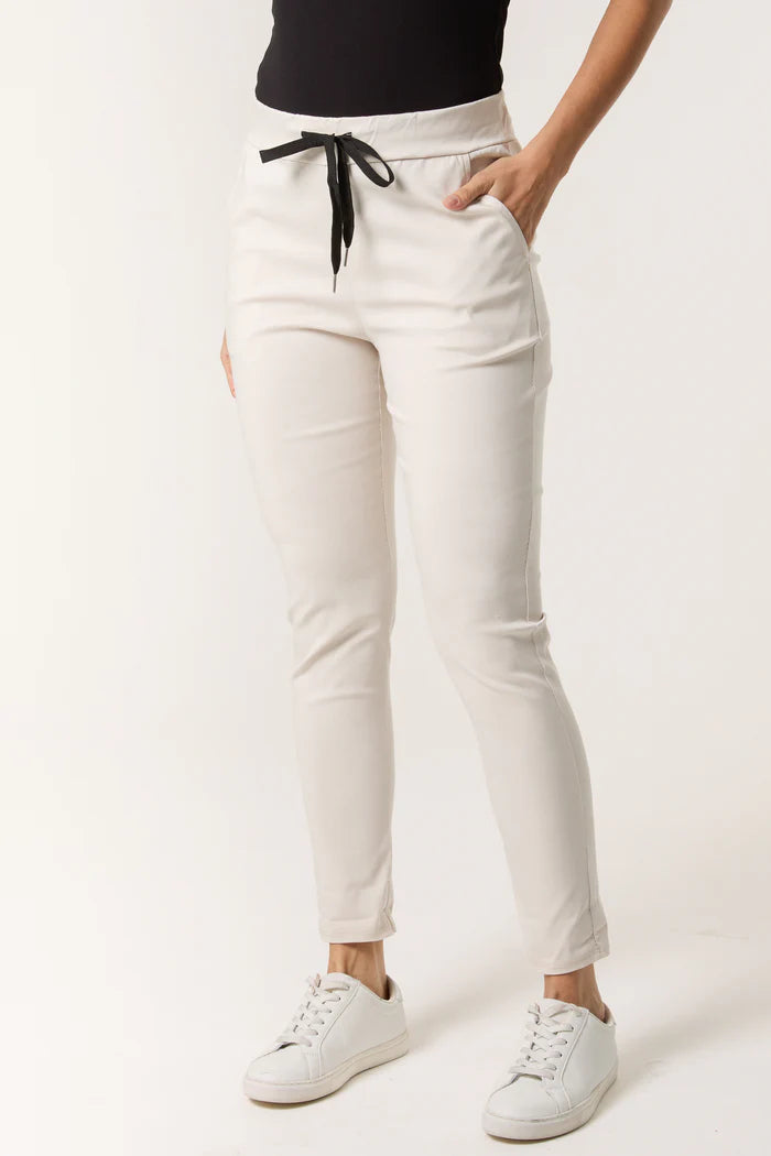 Beige Black Cord Magic Trousers