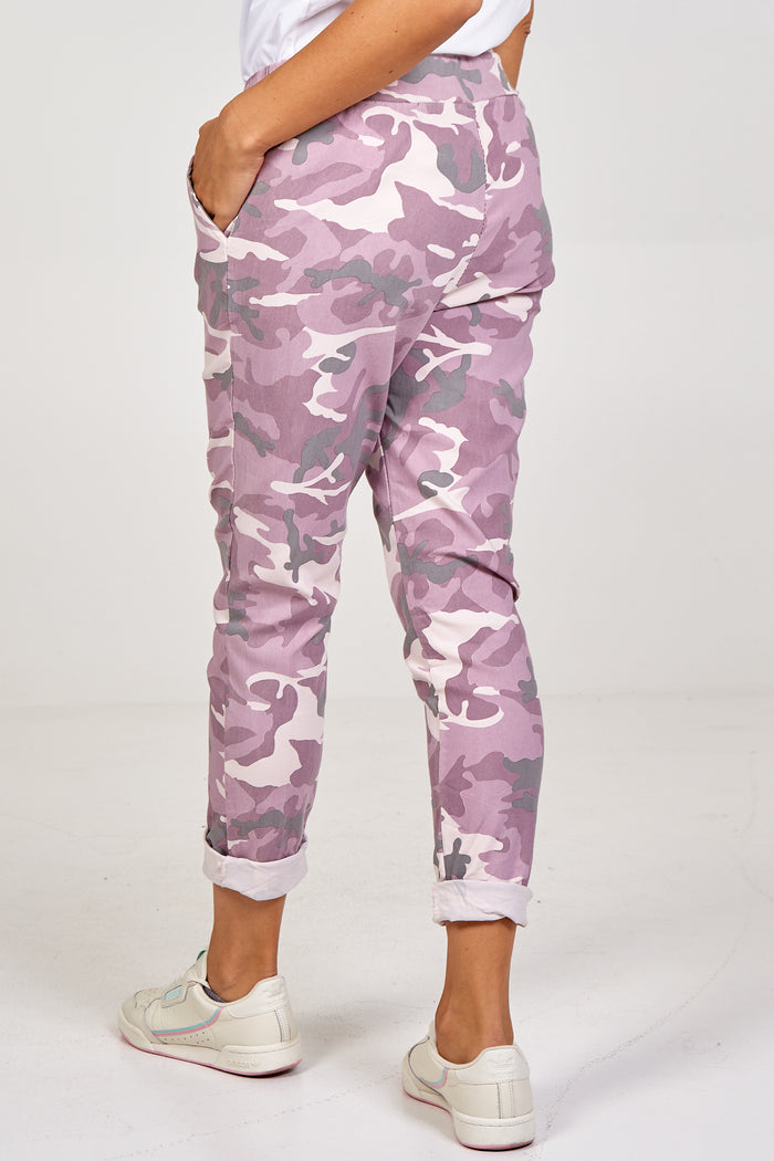 Magic Super Stretch Pink Camouflage Print Trousers