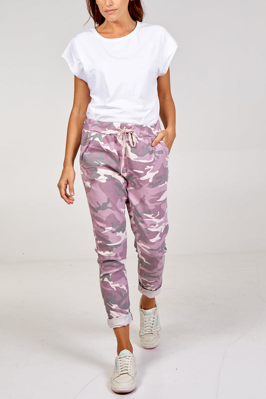 Magic Super Stretch Pink Camouflage Print Trousers