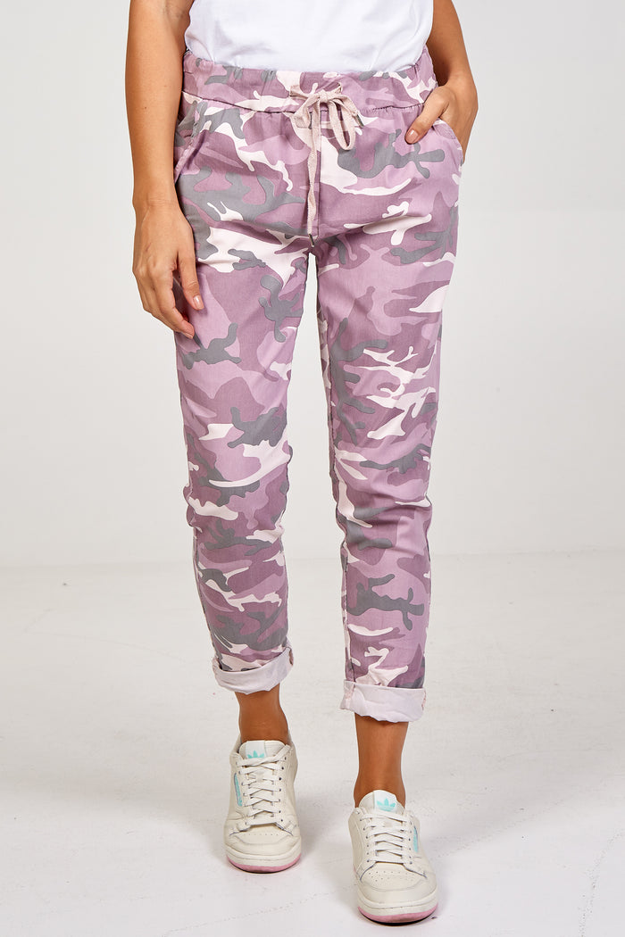 Magic Super Stretch Pink Camouflage Print Trousers