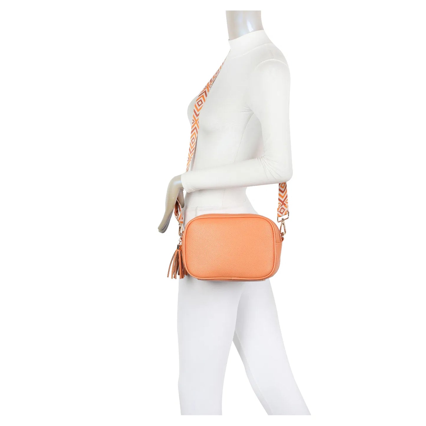 Orange Double zip Crossbody Bag