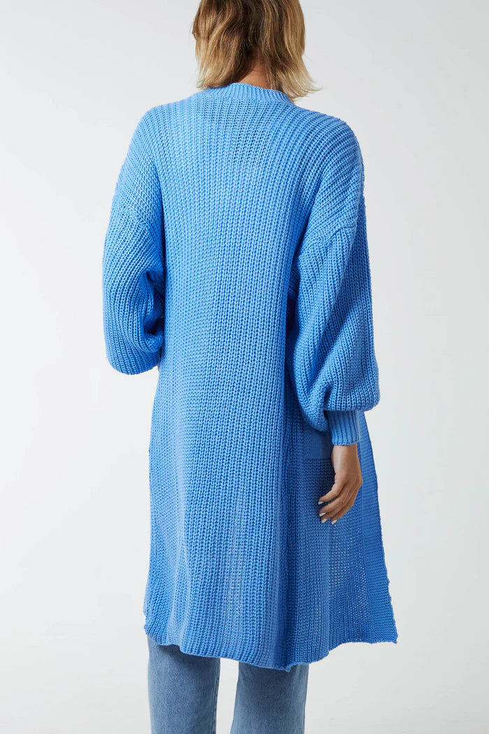 Sky Blue Long Knitted Cardigan